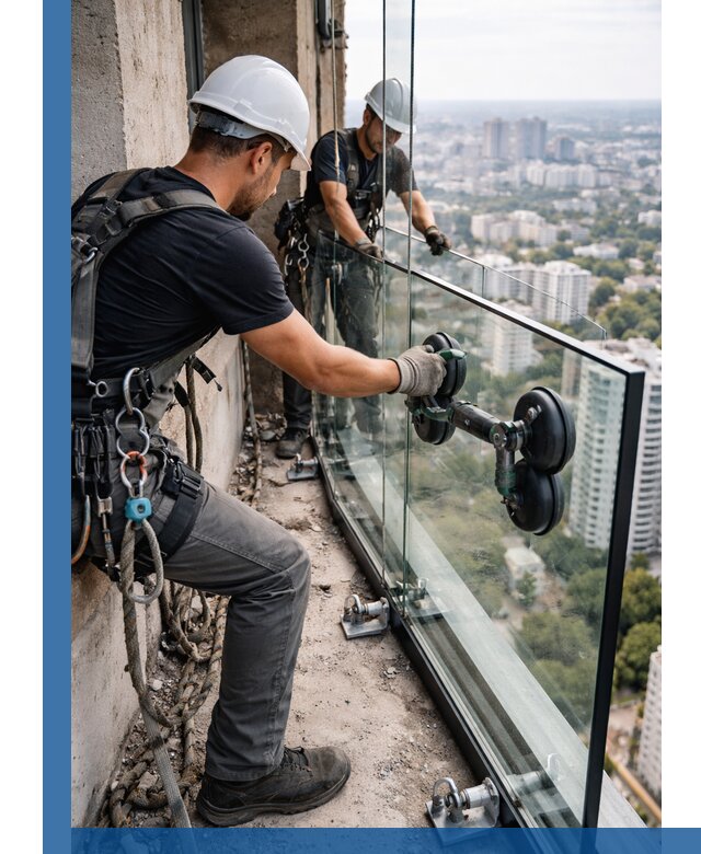 Монтаж стеклянных ограждений под ключ с гарантией в Боровичах