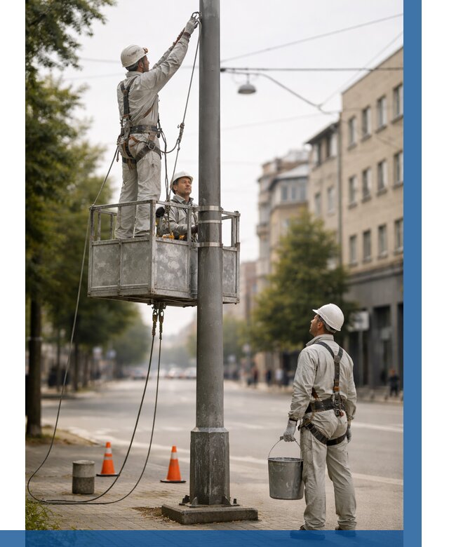Покраска опор освещения в Боровичах от 5212 р. | ВЫСОТНИК-Брв