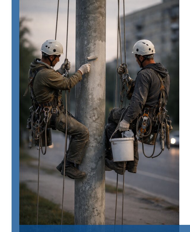 Покраска опор освещения и антикоррозийная защита в Боровичах