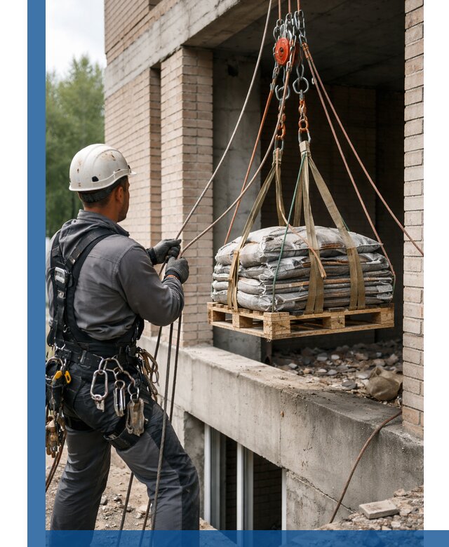 Подъем материалов на этаж веревками в Боровичах оперативно