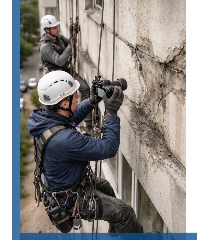 Фотофиксация дефектов фасада с высотной съемкой в Боровичах