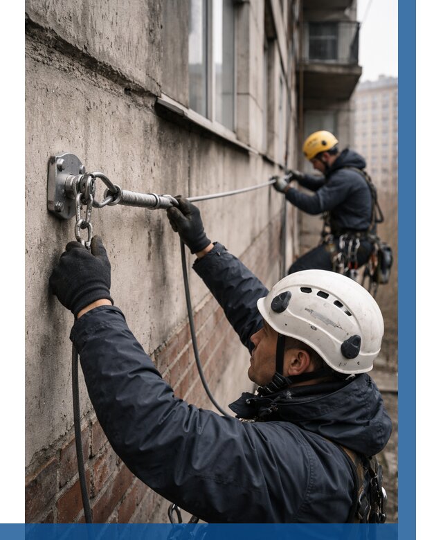 Монтаж анкерных линий в Боровичах от 3127 р. | ВЫСОТНИК-Брв