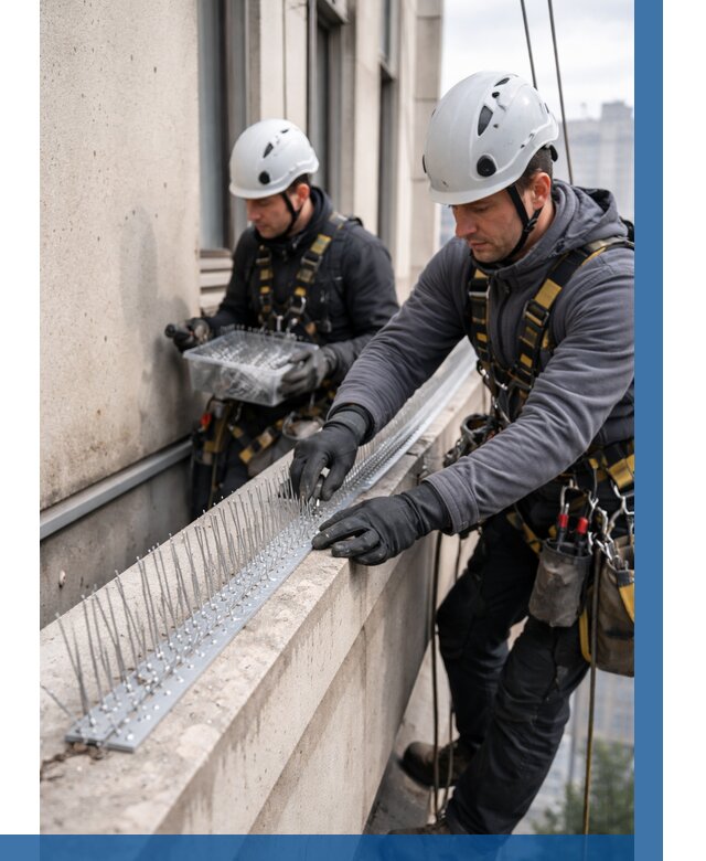 Установка шипов от птиц в Боровичах от 886 р. | ВЫСОТНИК-Брв