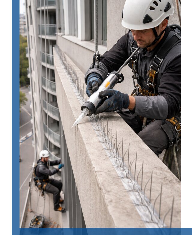 Установка шипов от птиц на фасадах и кровлях в Боровичах